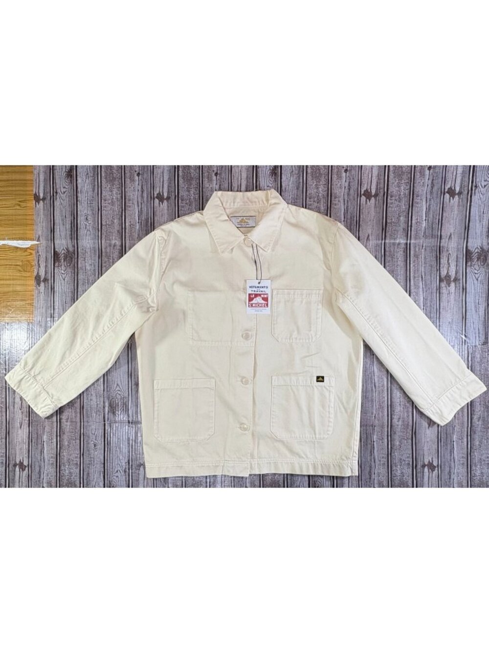 Le Mont St Michel cotton Chore Work Jacket size 40 US M color Ivory NWT  $349